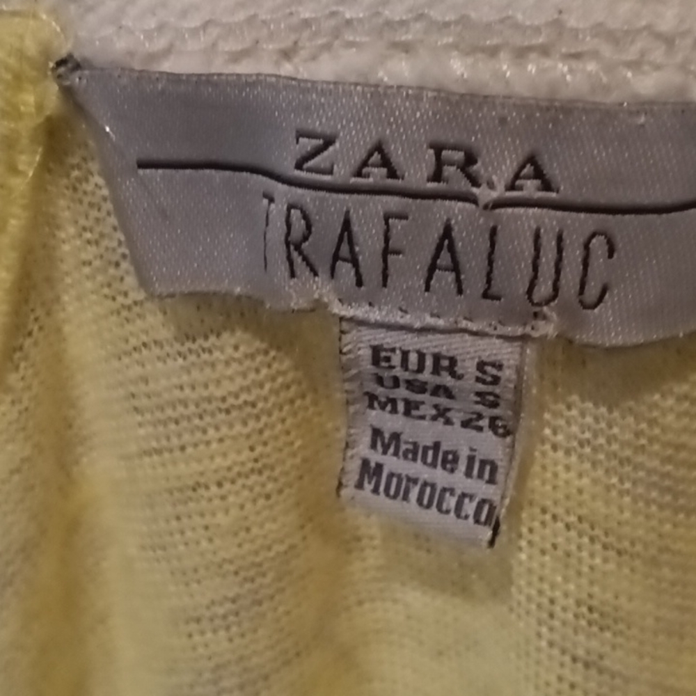 FINAL PRICE ZARA TRAFALUC yellow halter blouse w wide white straps Sz Small